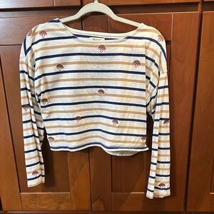 Stripe Long Sleeve Crop Top
